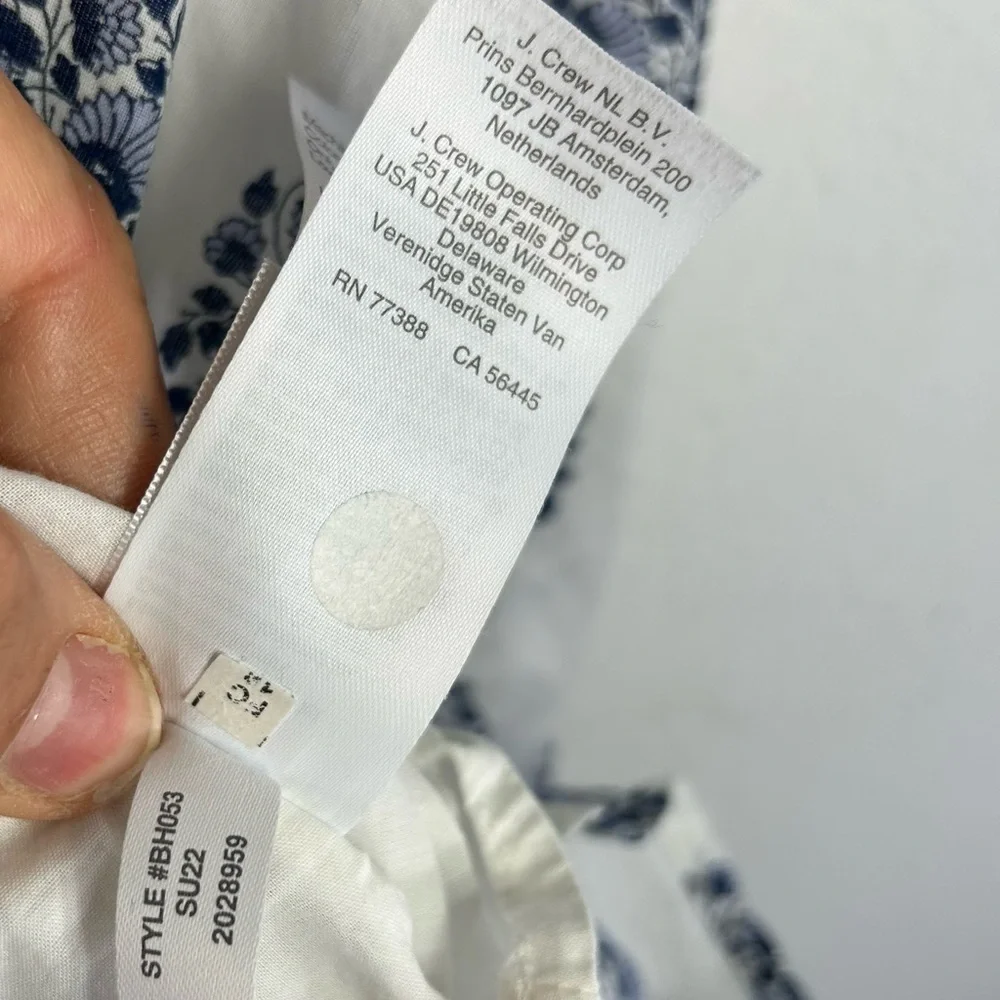 Crew Cuts J.Crew girls Dress Girls 10 indigo blue white puff sleeves batik print - Picture 4 of 13